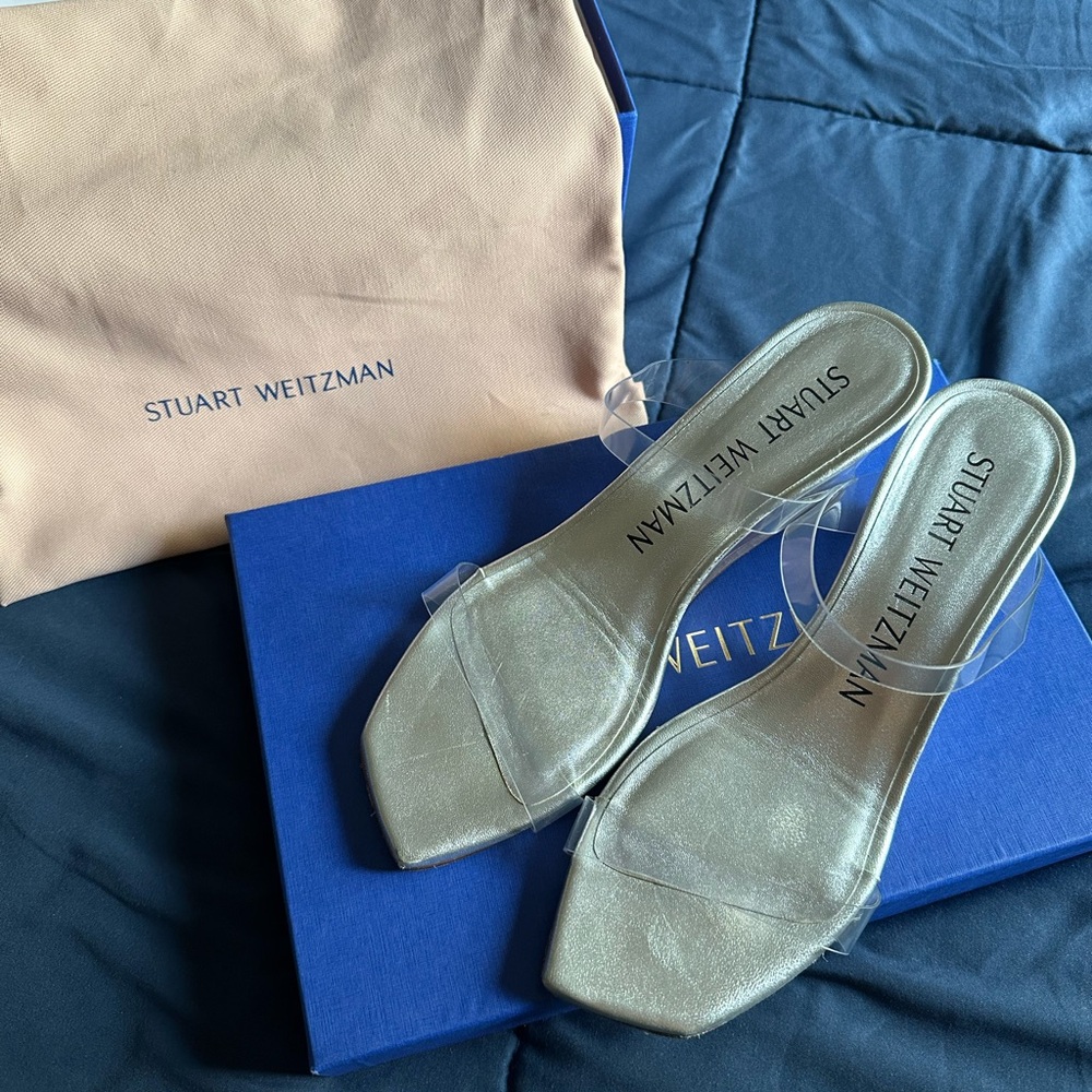 Stuart Weitzman Aleena 50 Metallic PVC Sandals